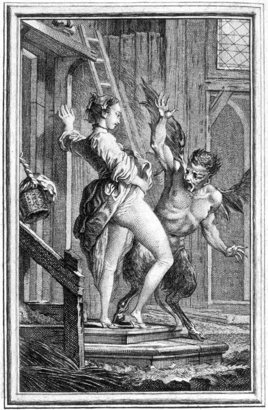 "Anasyrma para asustar al demonio" (ilustración de Charles Eisen para Le Diable de Papefiguere de Jean de la Fontaine 1621 - 1695)